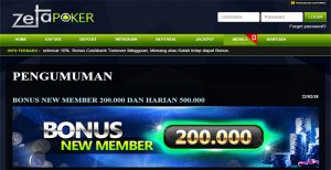 ZetaPoker Bonus Deposit Member Baru Hingga Rp 200.000